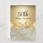 エレガント金ゴールド弓フローラ旋回50周年記念 招待状 (正面)