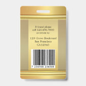 エレガント金ゴールド従業員の写真ID バッジ (Back)