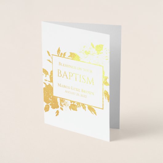 エレガント金ゴールド恵みが《キリスト教》洗礼式や命名式に実在表示 箔カード (正面)