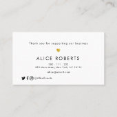エレガント金ゴールド感謝してい取り外し 名刺 (裏面)