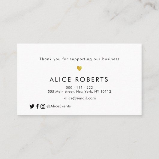 エレガント金ゴールド感謝してい取り外し 名刺 (裏面)