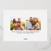 エレガント金ゴールド感謝の家族の写真 箔シーズンカード (裏面)