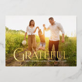 エレガント金ゴールド感謝の家族の写真 箔シーズンカード (正面)