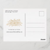 エレガント金ゴールド手描きバラ写真保存 箔招待状ポストカード (裏面)