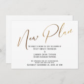 エレガント金ゴールド手書き新しいプランの発表 招待状 (正面/裏面)