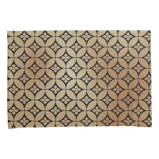 エレガント金ゴールド抽象芸術フローラ円パターン | 枕カバー (正面右)