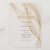 エレガント金ゴールド抽象芸術モダン結婚式招待状 招待状 (正面/裏面)