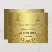 エレガント金ゴールド抽象芸術結婚孔雀 案内ポストカード (正面/裏面)