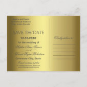 エレガント金ゴールド抽象芸術結婚孔雀 案内ポストカード (裏面)