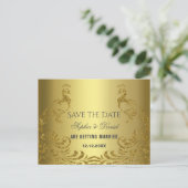 エレガント金ゴールド抽象芸術結婚孔雀 案内ポストカード (スタンド正面)