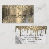 エレガント金ゴールド抽象芸術《写真》ぼけ味グリッター輝く 名刺 (正面/裏面)