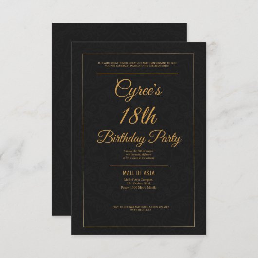 エレガント金ゴールド招待状カード セーブザデート (正面/裏面)