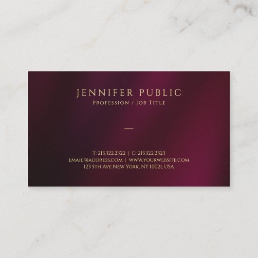 エレガント金ゴールド文字カスタムテンプレートラグジュアリー 名刺 (裏面)