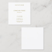 エレガント金ゴールド文字モダンフォントシンプルテンプレート スクエア名刺 (正面/裏面)