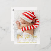 エレガント金ゴールド文字生誕発表 箔シーズンポストカード (正面/裏面)