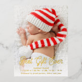 エレガント金ゴールド文字生誕発表 箔シーズンポストカード (正面)