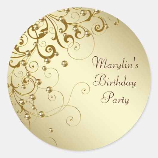 エレガント金ゴールド旋回ステッカー ラウンドシール (正面)