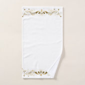 エレガント金ゴールド旋回フローラストライプ バスタオルセット (ハンドタオル)