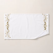 エレガント金ゴールド旋回フローラストライプ バスタオルセット (ハンドタオル)