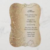 エレガント金ゴールド旋回ブラックフォントのメ結婚ニュー メニュー (正面)