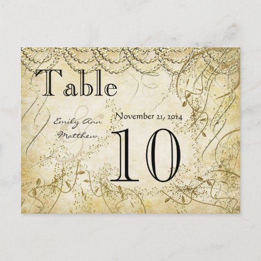 エレガント金ゴールド旋回結婚のテーブル番号 ポストカード (裏面)