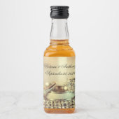 エレガント金ゴールド日付名スクリプ結婚ト リキュールボトルラベル (正面)