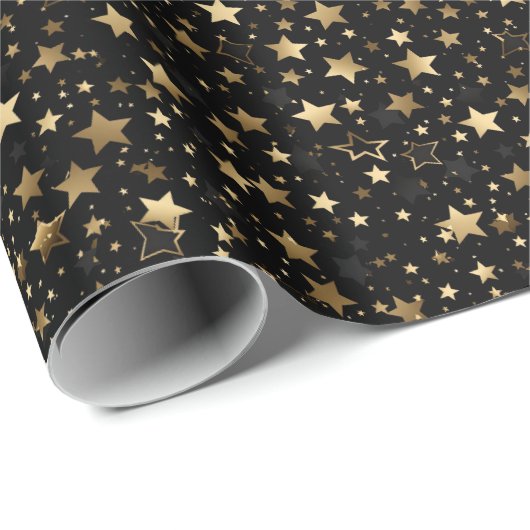 エレガント金ゴールド星タイル模様 ラッピングペーパー (ロールコーナー)