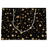 エレガント金ゴールド星タイル模様 ラージペーパーバッグ (正面)