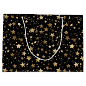 エレガント金ゴールド星タイル模様 ラージペーパーバッグ (裏面)