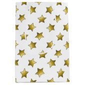 エレガント金ゴールド星 ミディアムペーパーバッグ (正面)