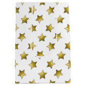 エレガント金ゴールド星 ミディアムペーパーバッグ (裏面)