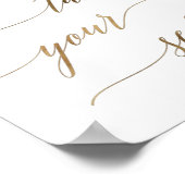 エレガント金ゴールド書がシートのサインを取る ポスター (角)