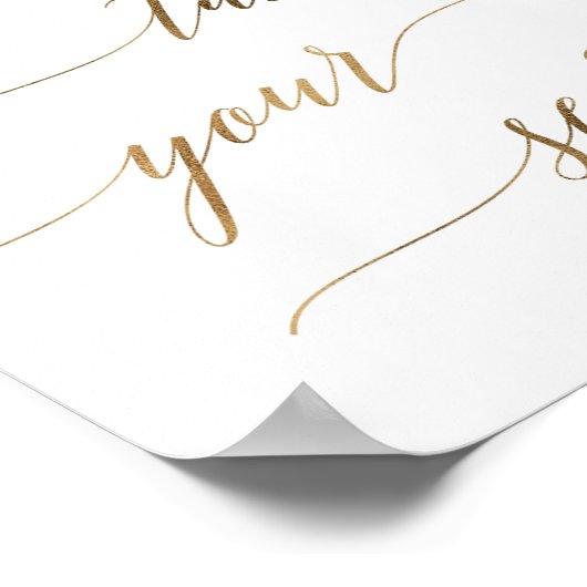 エレガント金ゴールド書がシートのサインを取る ポスター (角)