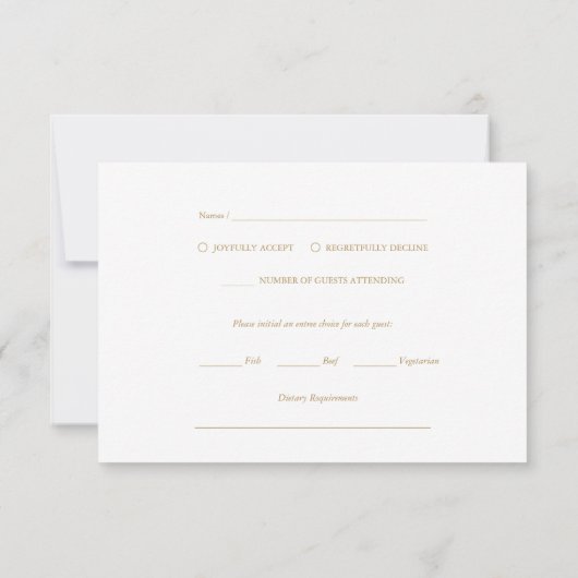 エレガント金ゴールド書が黒結婚字 出欠カード (裏面)