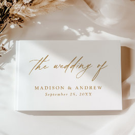 エレガント金ゴールド書の写結婚真 ゲストブック