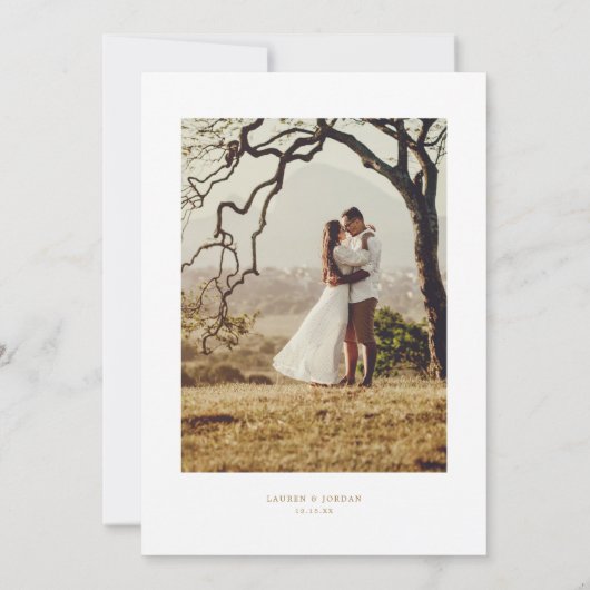 エレガント金ゴールド書の写結婚真 セーブザデート (裏面)