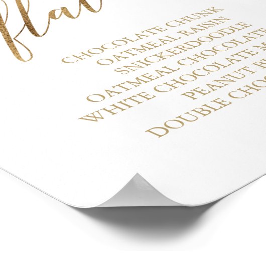 エレガント金ゴールド書クッキーの味のサイン ポスター (角)