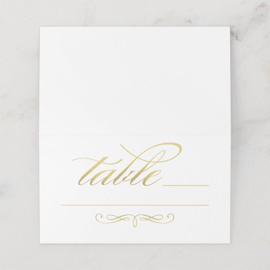 エレガント金ゴールド書スクリプ結婚トの表 プレイスカード (外部開封)