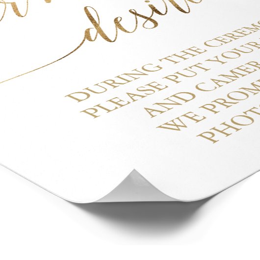 エレガント金ゴールド書ハートの願いサイン ポスター (角)