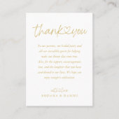 エレガント金ゴールド書ハート結婚の プレイスカード (正面)