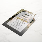 エレガント金ゴールド書フォトアー結婚チ 箔招待状 (回転した状態)