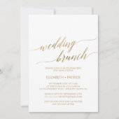 エレガント金ゴールド書結婚のブランチ 招待状 (正面)