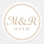 エレガント金ゴールド書結婚の封筒用シール ラウンドシール (正面)