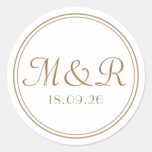 エレガント金ゴールド書結婚の封筒用シール ラウンドシール (正面)
