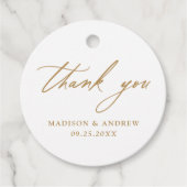 エレガント金ゴールド書結婚の感謝 フェイバータグ (正面)