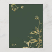エレガント金ゴールド書結婚の緑の詳細 エンクロージャーカード (裏面)