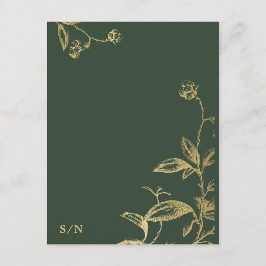 エレガント金ゴールド書結婚の緑の詳細 エンクロージャーカード (裏面)