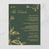 エレガント金ゴールド書結婚の緑の詳細 エンクロージャーカード (正面)