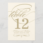 エレガント金ゴールド書結婚の表番号 招待状 (裏面)