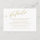 エレガント金ゴールド書結婚の詳細 エンクロージャーカード (正面)